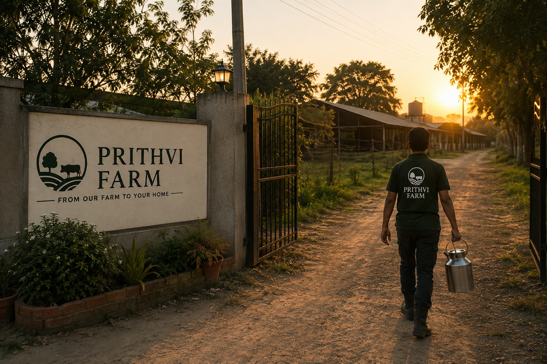 The Prithvi Farms farmstead, herd and team at Hasnapur, Unnao