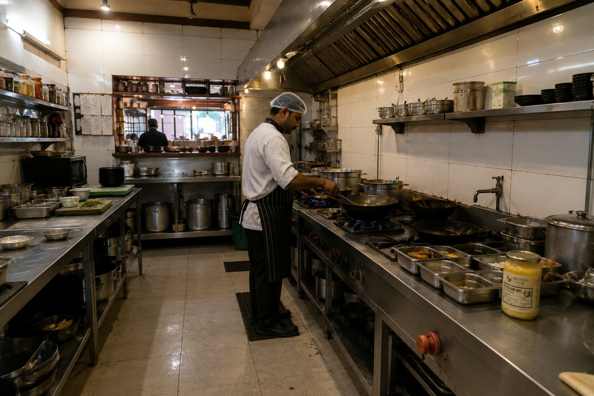 Prithvi Farms dahi and ghee on the pass of a Lucknow restaurant kitchen